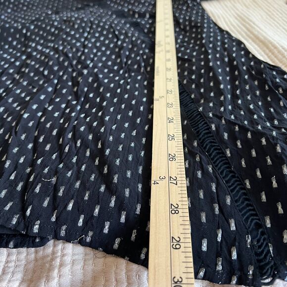 Amuse Society Women Tunic Top Blouse XS Black Silver Thread 3/4 Sleeve Tie Boho - Picture 15 of 16